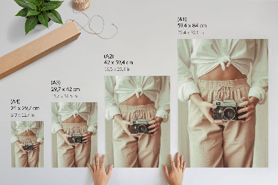 Grafică modernă pe pânză Persoană retro cameră strălucitoare material elegant