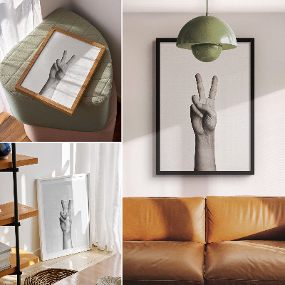 Poster în culori saturate Gest alb-negru de pace, minimalism, eleganță