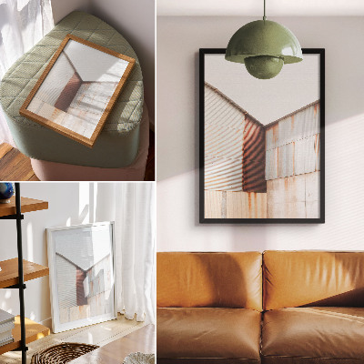 Grafică modernă pe pânză Panouri geometrice din metal și rugină