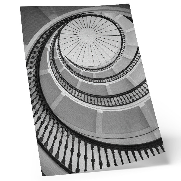 Grafică modernă pe pânză Scară în spirală alb-negru, modernă și elegantă