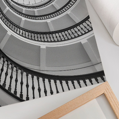 Grafică modernă pe pânză Scară în spirală alb-negru, modernă și elegantă