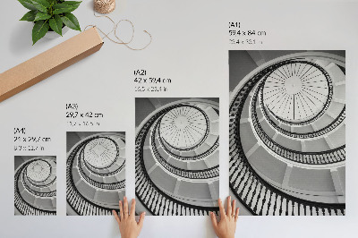 Grafică modernă pe pânză Scară în spirală alb-negru, modernă și elegantă