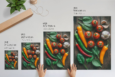 Grafică modernă pe pânză Legume strălucitoare pe un fundal rustic închis