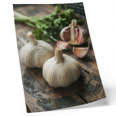 Poster rezistent pentru perete Usturoi pe lemn natură atmosferă rustică autenticitate