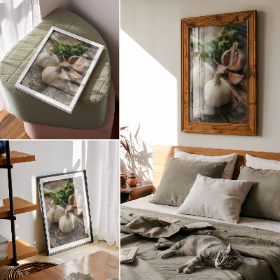Poster rezistent pentru perete Usturoi pe lemn natură atmosferă rustică autenticitate