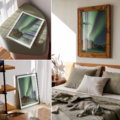 Grafică modernă pe pânză Cer magic, lumină, munți verzi, impresionant