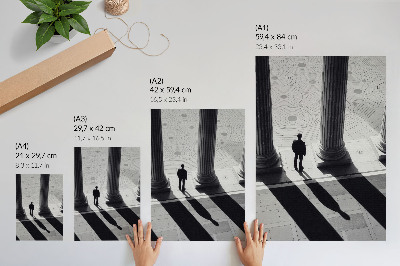Poster rezistent pentru perete Umbre de coloane de arhitectură minimalistă