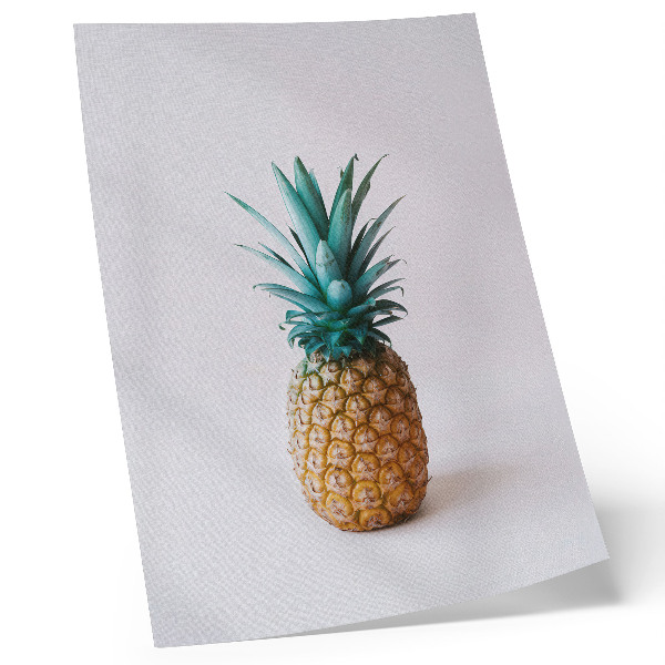 Grafică modernă pe pânză Ananas cu frunze turcoaz pe fundal alb