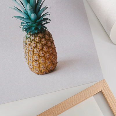 Grafică modernă pe pânză Ananas cu frunze turcoaz pe fundal alb