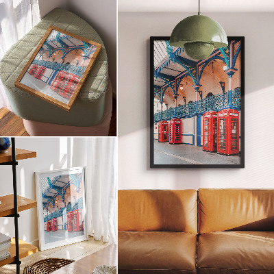 Poster rezistent pentru perete Cabine roșii, pasaj elegant, ornamente bogate