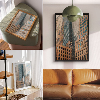 Poster rezistent pentru perete Zgârie-nori moderni, forme geometrice, eleganță