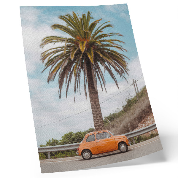 Poster rezistent pentru perete Palmier mașină retro natură fără griji