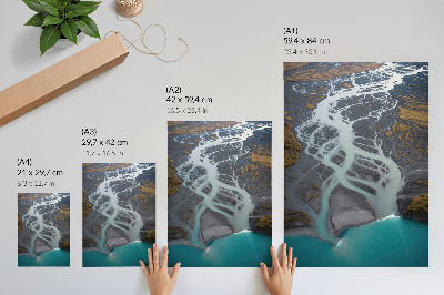 Poster în culori saturate Linii abstracte ale râului în nuanțe de albastru