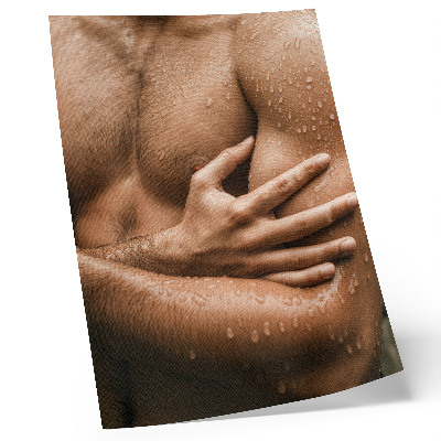 Poster în culori saturate Detalii ale pielii, picături de apă, siluetă musculară