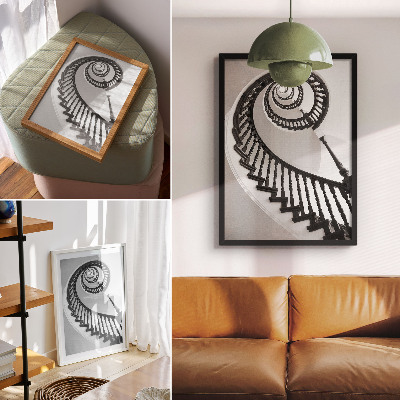Grafică modernă pe pânză Scară spiralată alb-negru eleganță modernitate