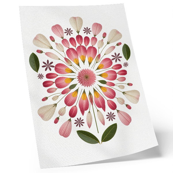 Grafică modernă pe pânză Mandala florală simetrică roz crem verde