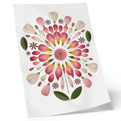 Grafică modernă pe pânză Mandala florală simetrică roz crem verde