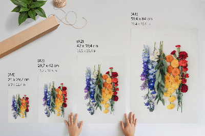Poster rezistent pentru perete Flori în linie verticală, culori vibrante, armonie, natură