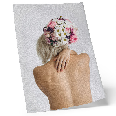 Grafică modernă pe pânză Un aranjament floral pe părul unei femei