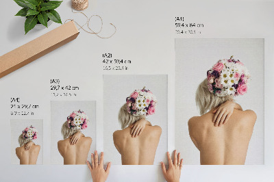 Grafică modernă pe pânză Un aranjament floral pe părul unei femei