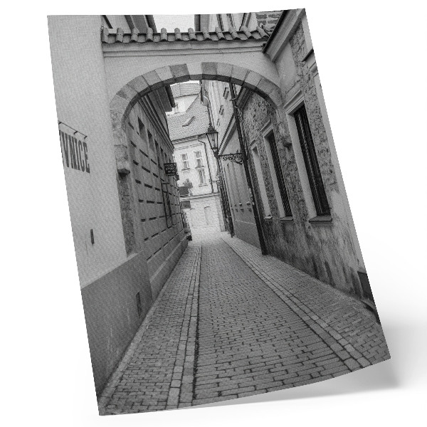 Poster rezistent pentru perete Arhitectura alb-negru a unei străzi nostalgice