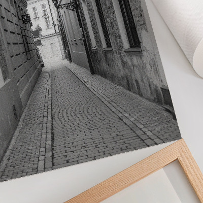 Poster rezistent pentru perete Arhitectura alb-negru a unei străzi nostalgice