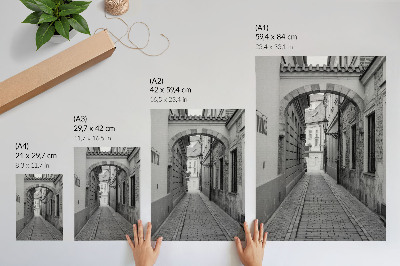 Poster rezistent pentru perete Arhitectura alb-negru a unei străzi nostalgice