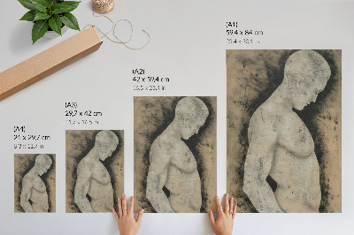 Poster rezistent pentru perete Siluetă monocromatică a unui bărbat din profil