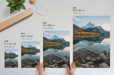 Poster rezistent pentru perete Munți, lac, copaci, reflecție, pace, natură
