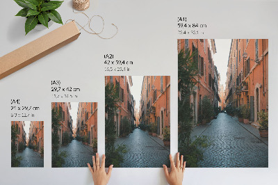 Poster în culori saturate O stradă fermecătoare cu ghivece de plante și culori calde