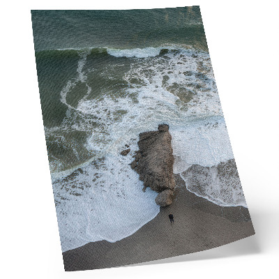 Poster rezistent pentru perete Coastă stâncoasă, valuri oceanice, apă verde
