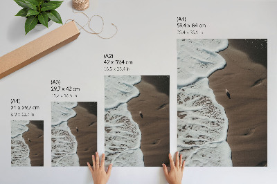 Poster în culori saturate Valuri relaxante de pescăruș pe plajă nisip