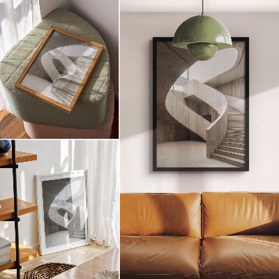 Grafică modernă pe pânză Scară spiralată modernă într-un interior elegant