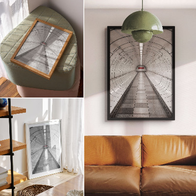 Poster în culori saturate Iluminat modern de tavan în spațiu futurist