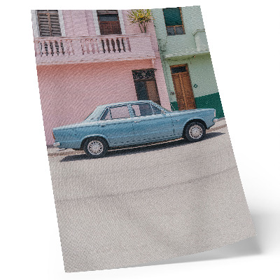 Grafică modernă pe pânză Mașini clasice, clădiri pastelate, farmec retro