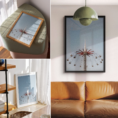 Poster rezistent pentru perete Turn cu carusel mișcare dinamică minimalism