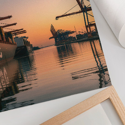 Poster rezistent pentru perete Peisaj portuar cu nave container și macarale