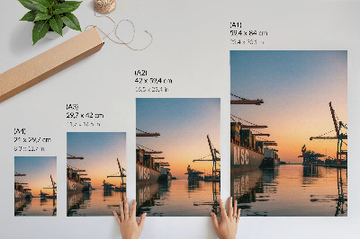 Poster rezistent pentru perete Peisaj portuar cu nave container și macarale