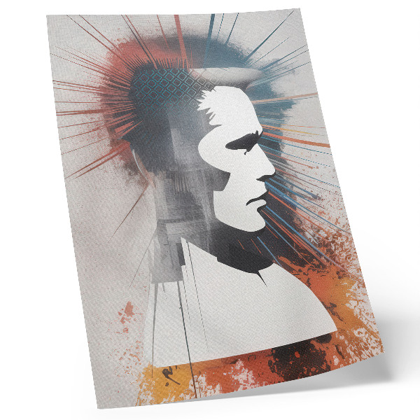 Poster în culori saturate Profil facial, linii dinamice, modern