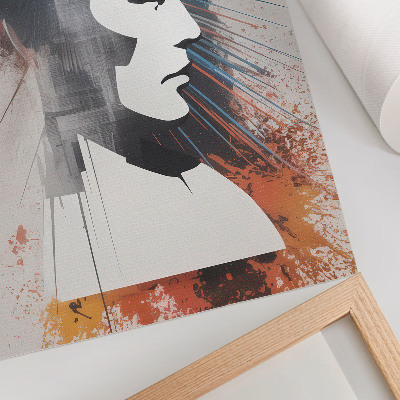 Poster în culori saturate Profil facial, linii dinamice, modern