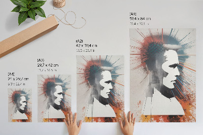 Poster în culori saturate Profil facial, linii dinamice, modern