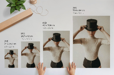 Grafică modernă pe pânză Eleganță retro, joben, subtilitate, minimalism