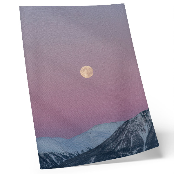 Poster rezistent pentru perete Munți, amurg, lună, cer pastel