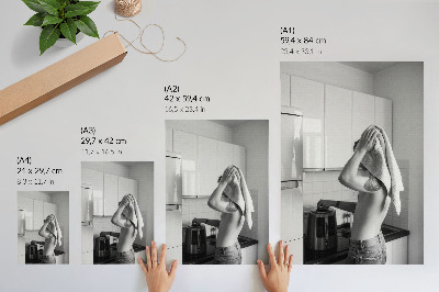 Poster în culori saturate Minimalism modern în bucătărie alb-negru