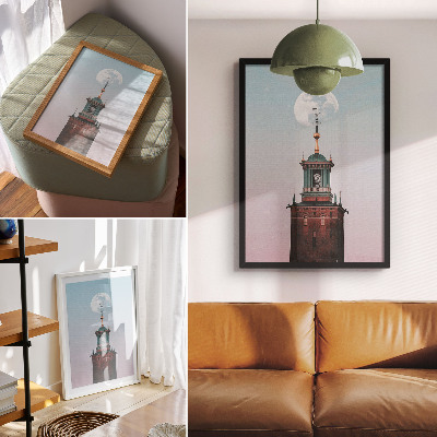 Poster rezistent pentru perete Fundal de lună turn pastel calm