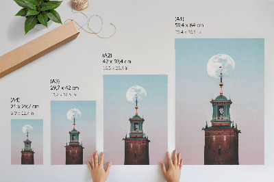 Poster rezistent pentru perete Fundal de lună turn pastel calm