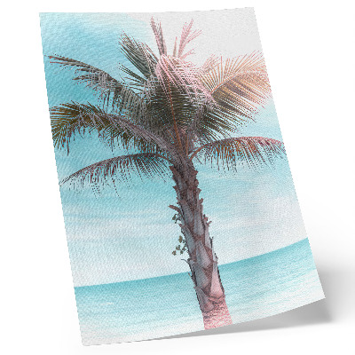 Grafică modernă pe pânză Palmier peste marea azurie, cer de catifea, tropical