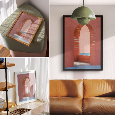Poster rezistent pentru perete Arhitectură minimalistă marină cu arcade pastelate