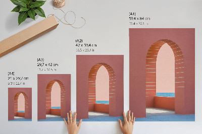 Poster rezistent pentru perete Arhitectură minimalistă marină cu arcade pastelate