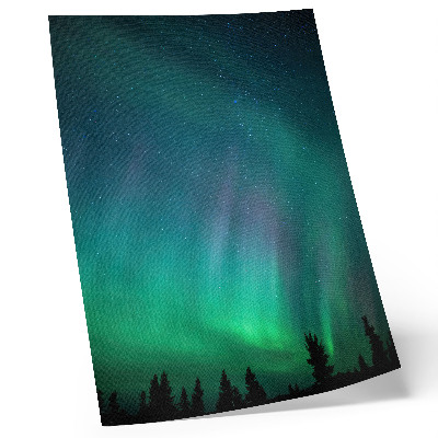 Grafică modernă pe pânză Aurora Boreală pe cerul turcoaz, stele sclipitoare